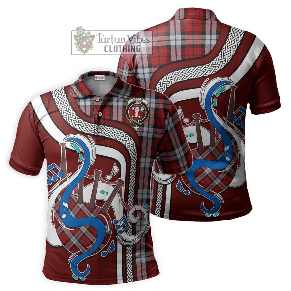 Tartan Vibes Clothing Brodie Dress Tartan Polo Shirt with Epic Bagpipe Style