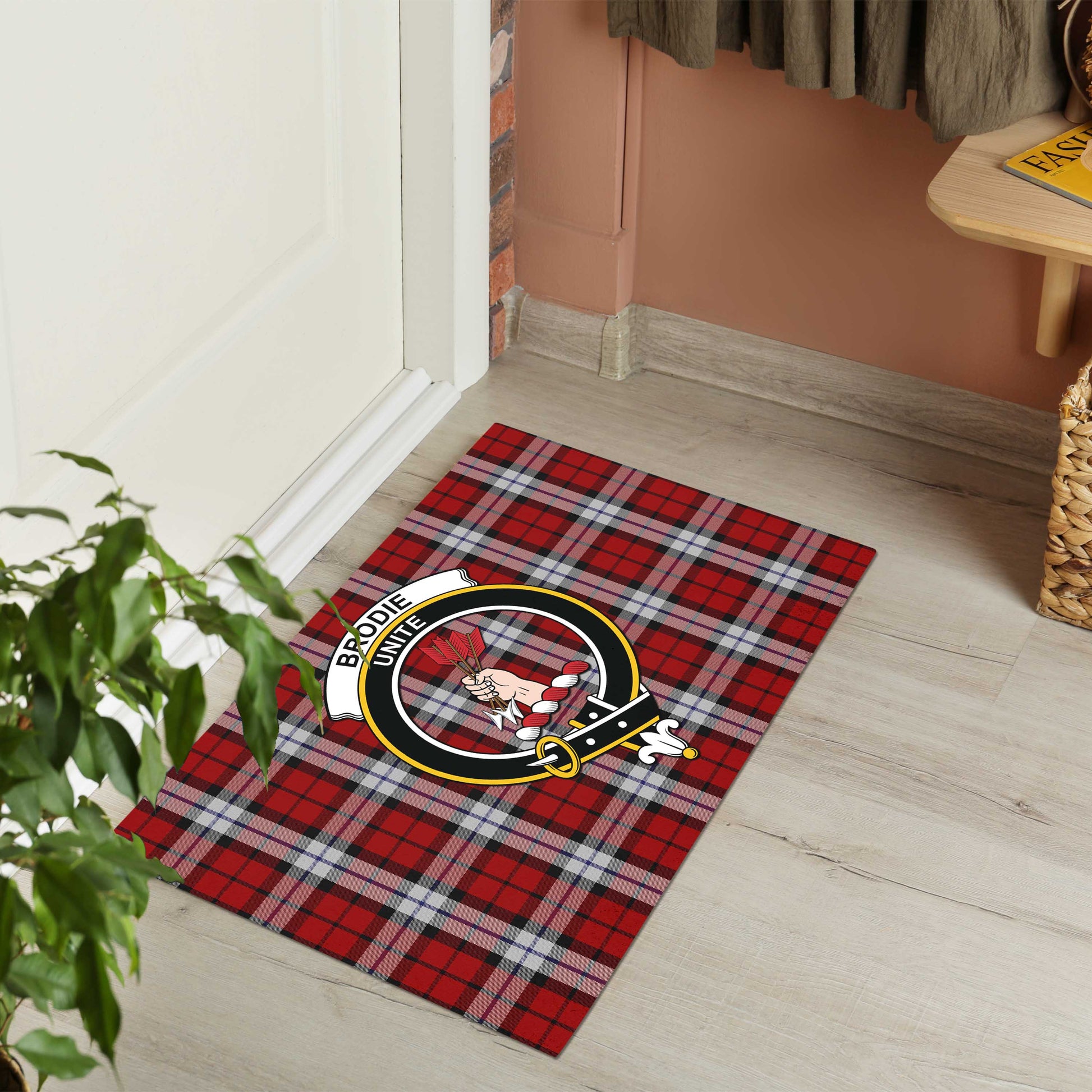 Brodie Dress Tartan Door Mat with Family Crest - Tartanvibesclothing