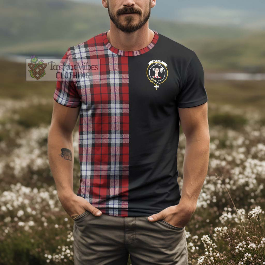 Brodie Dress Tartan T-Shirt with Family Crest and Half Of Me Style - Tartanvibesclothing Shop