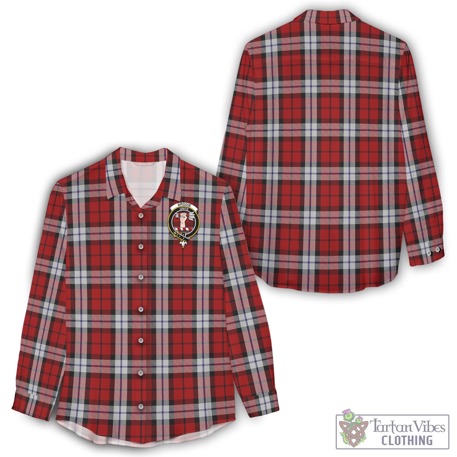 Tartan Vibes Clothing Brodie Dress Tartan Womens Casual Shirt with Family Crest