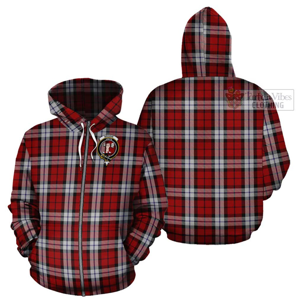 Brodie Dress Tartan Cotton Hoodie with Family Crest Zip Hoodie - Tartan Vibes Clothing