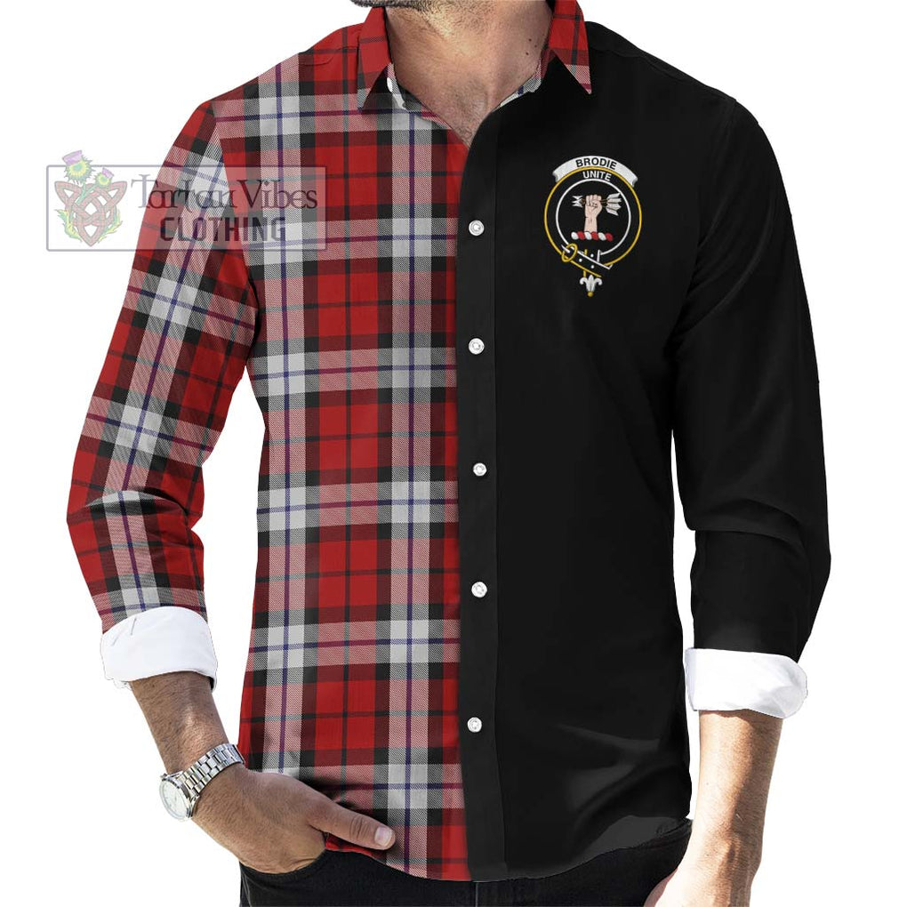 Brodie Dress Tartan Long Sleeve Button Shirt with Family Crest and Half Of Me Style - Tartanvibesclothing Shop