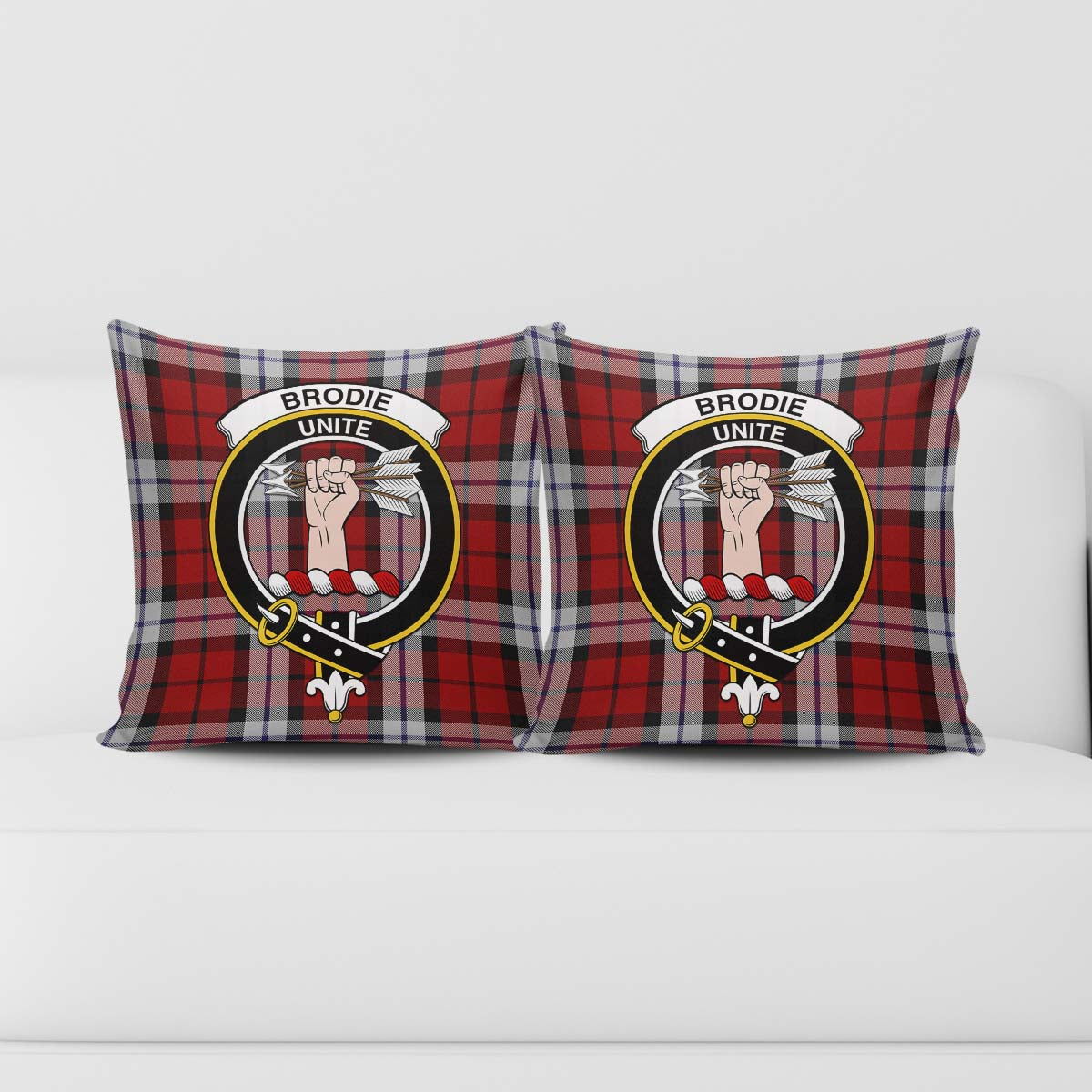 Brodie Dress Tartan Pillow Cover with Family Crest - Tartanvibesclothing