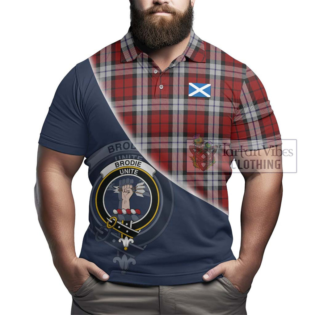 Brodie Dress Tartan Polo Shirt with Personalised National Flag and Family Crest Half Style - Tartanvibesclothing Shop