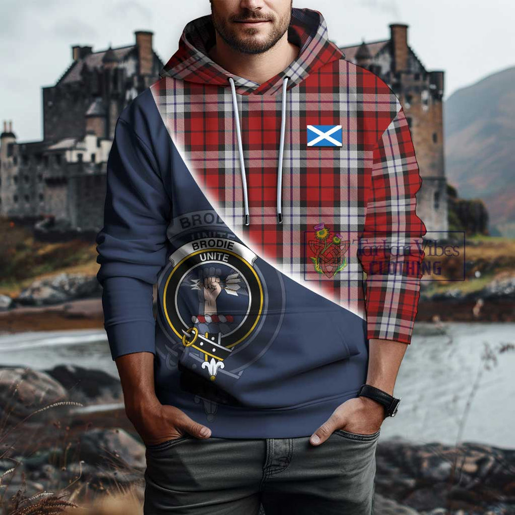 Brodie Dress Tartan Hoodie with Personalised National Flag and Family Crest Half Style - Tartanvibesclothing Shop