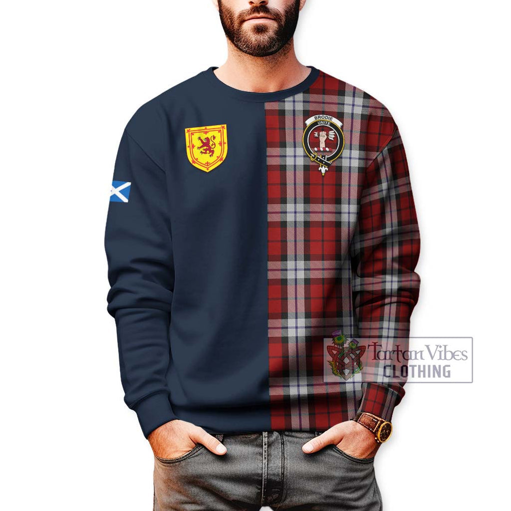 Tartan Vibes Clothing Brodie Dress Tartan Sweatshirt with Scottish Lion Royal Arm Half Style