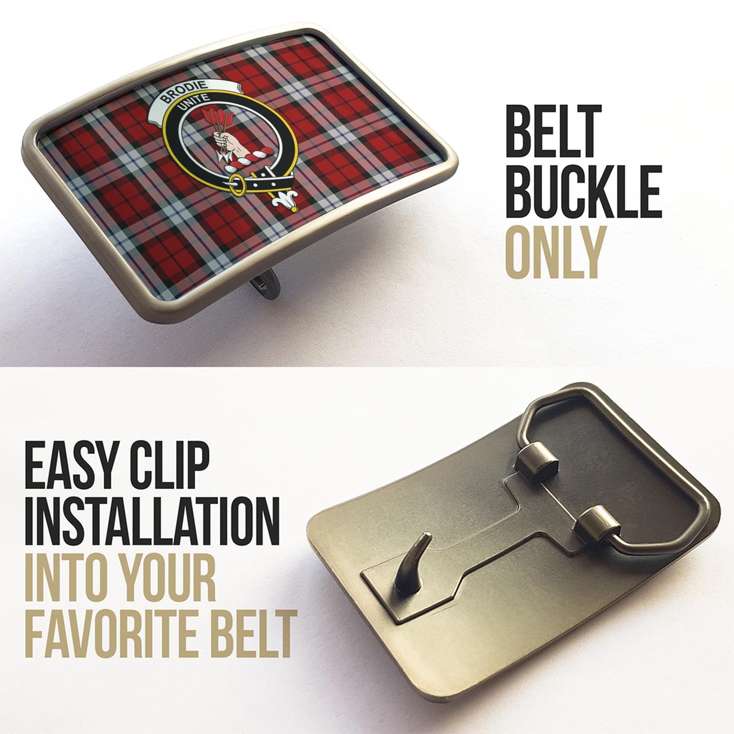 Brodie Dress Tartan Belt Buckles with Family Crest - Tartan Vibes Clothing