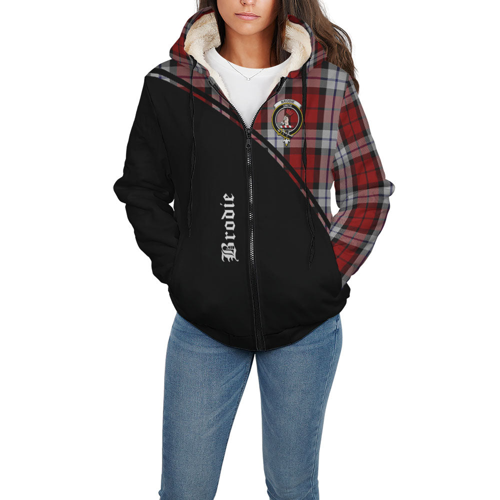 Brodie Dress Tartan Sherpa Hoodie with Family Crest Curve Style - Tartanvibesclothing