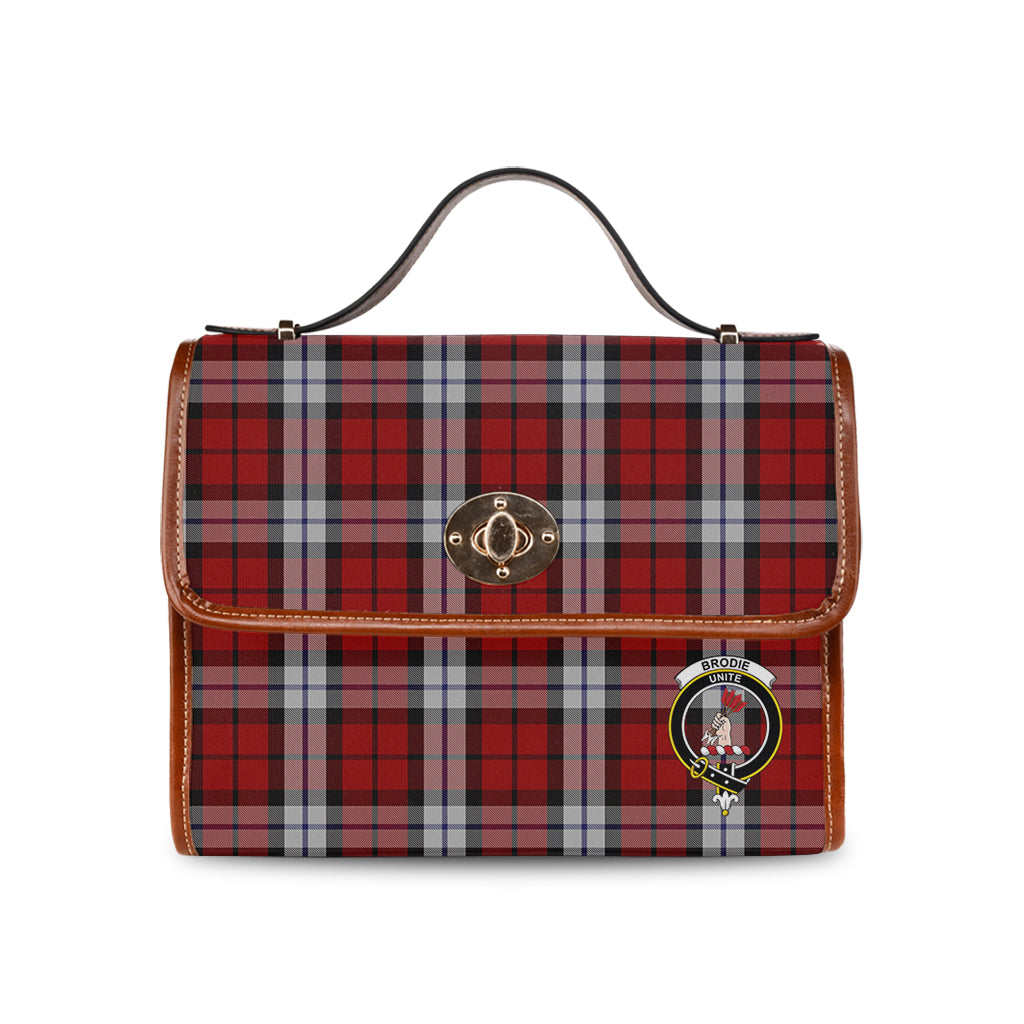 Brodie Dress Tartan Leather Strap Waterproof Canvas Bag with Family Crest - Tartanvibesclothing