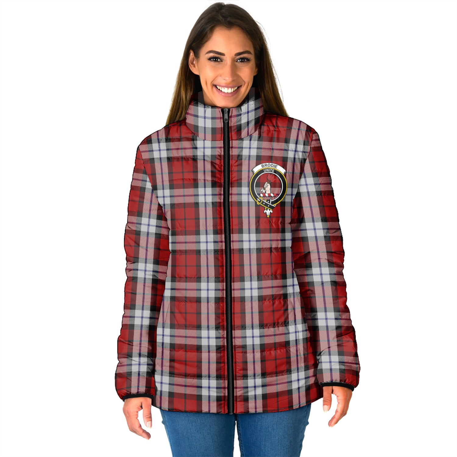 Brodie Dress Tartan Padded Jacket with Family Crest - Tartan Vibes Clothing