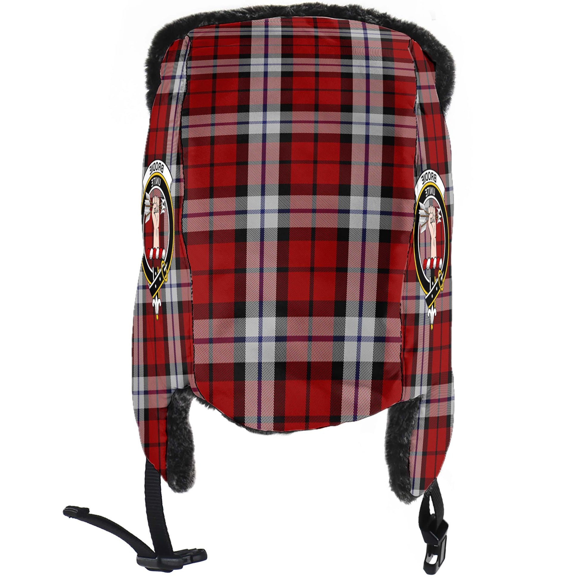 Brodie Dress Tartan Winter Trapper Hat with Family Crest - Tartanvibesclothing