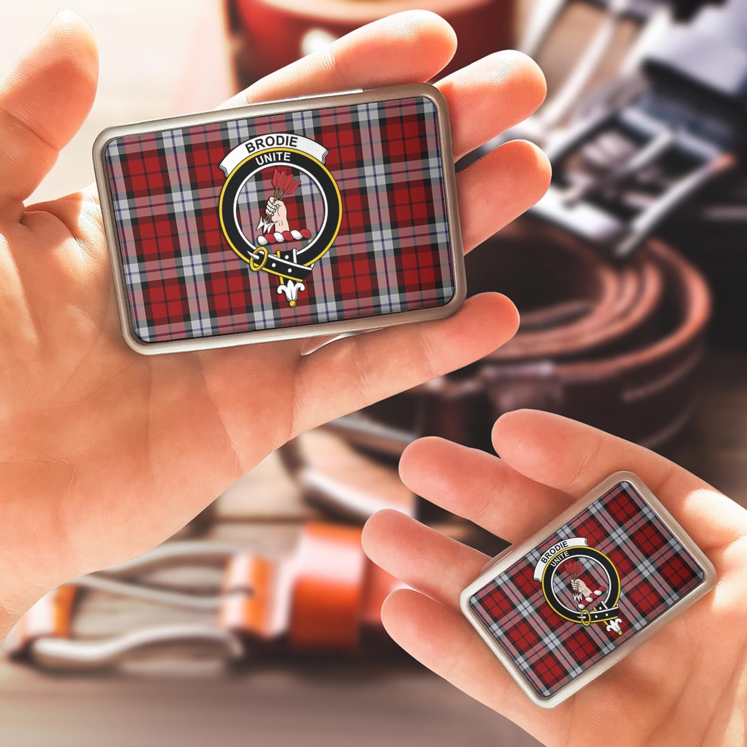 Brodie Dress Tartan Belt Buckles with Family Crest - Tartan Vibes Clothing