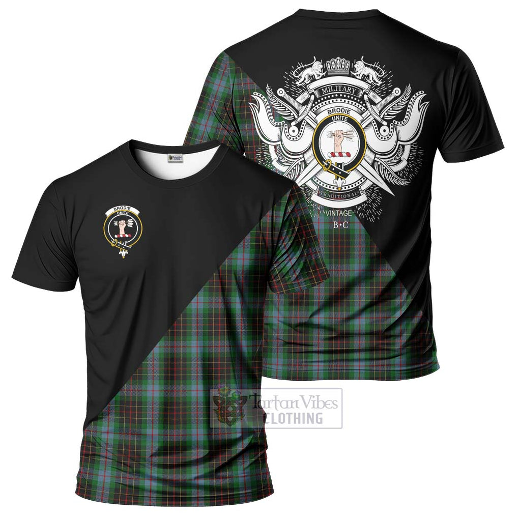 Brodie Hunting Tartan T-Shirt with Family Crest and Military Logo Style Kid's Shirt - Tartanvibesclothing Shop