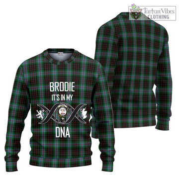 Brodie Hunting Tartan Knitted Sweater with Family Crest DNA In Me Style