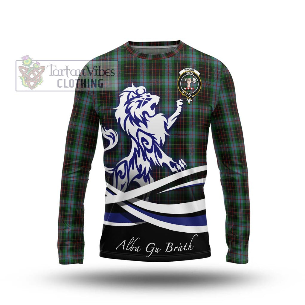 Brodie Hunting Tartan Long Sleeve T-Shirt with Alba Gu Brath Regal Lion Emblem Unisex - Tartanvibesclothing Shop