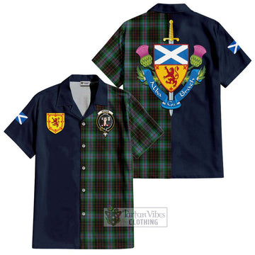 Brodie Hunting Tartan Short Sleeve Button Shirt Alba with Scottish Lion Royal Arm Half Style