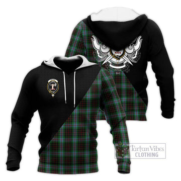 Brodie Hunting Tartan Knitted Hoodie with Family Crest and Military Logo Style