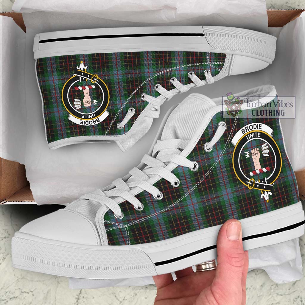 Tartan Vibes Clothing Brodie Hunting Tartan High Top Shoes with Family Crest