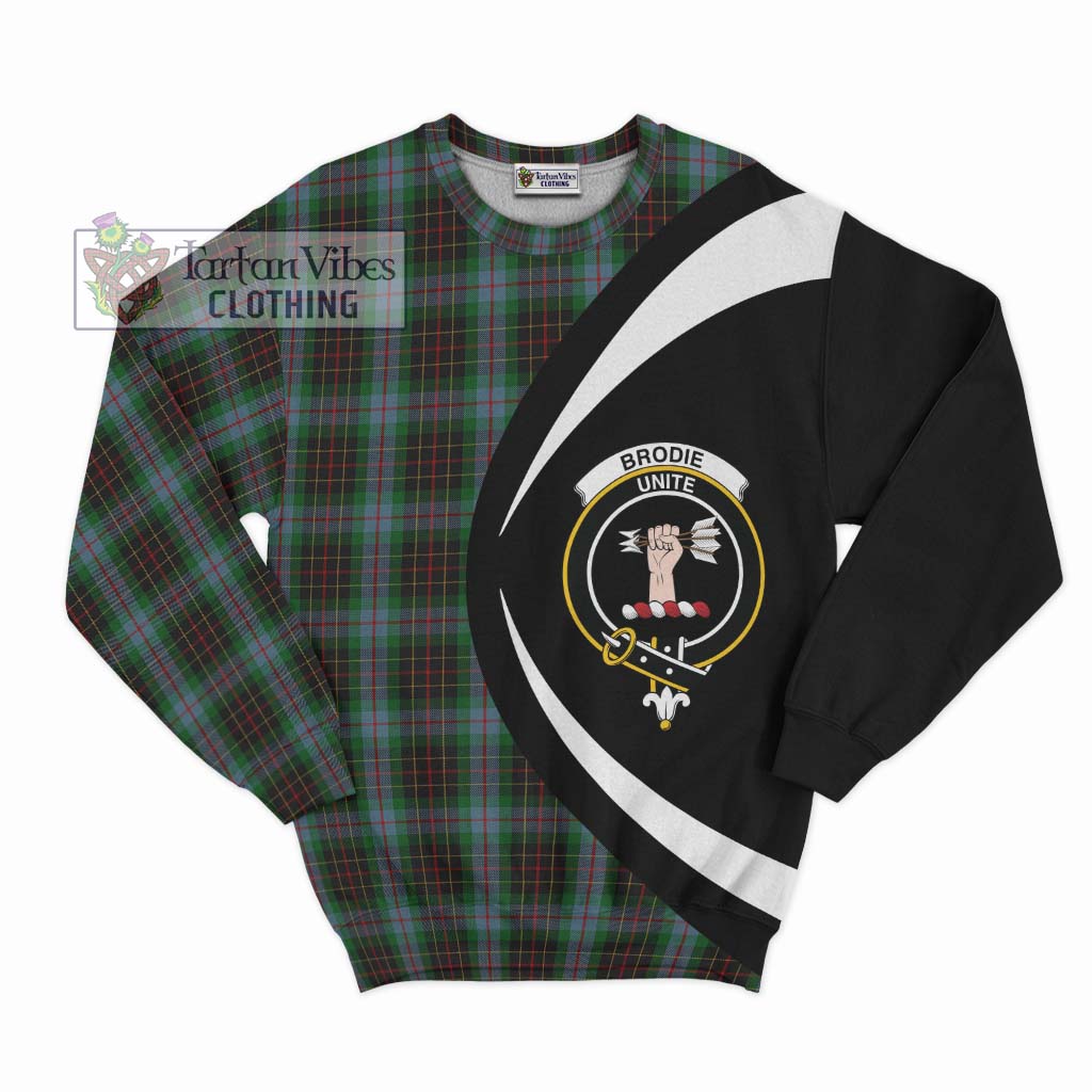 Brodie Hunting Tartan Sweatshirt with Family Crest Circle Style Unisex - Tartan Vibes Clothing