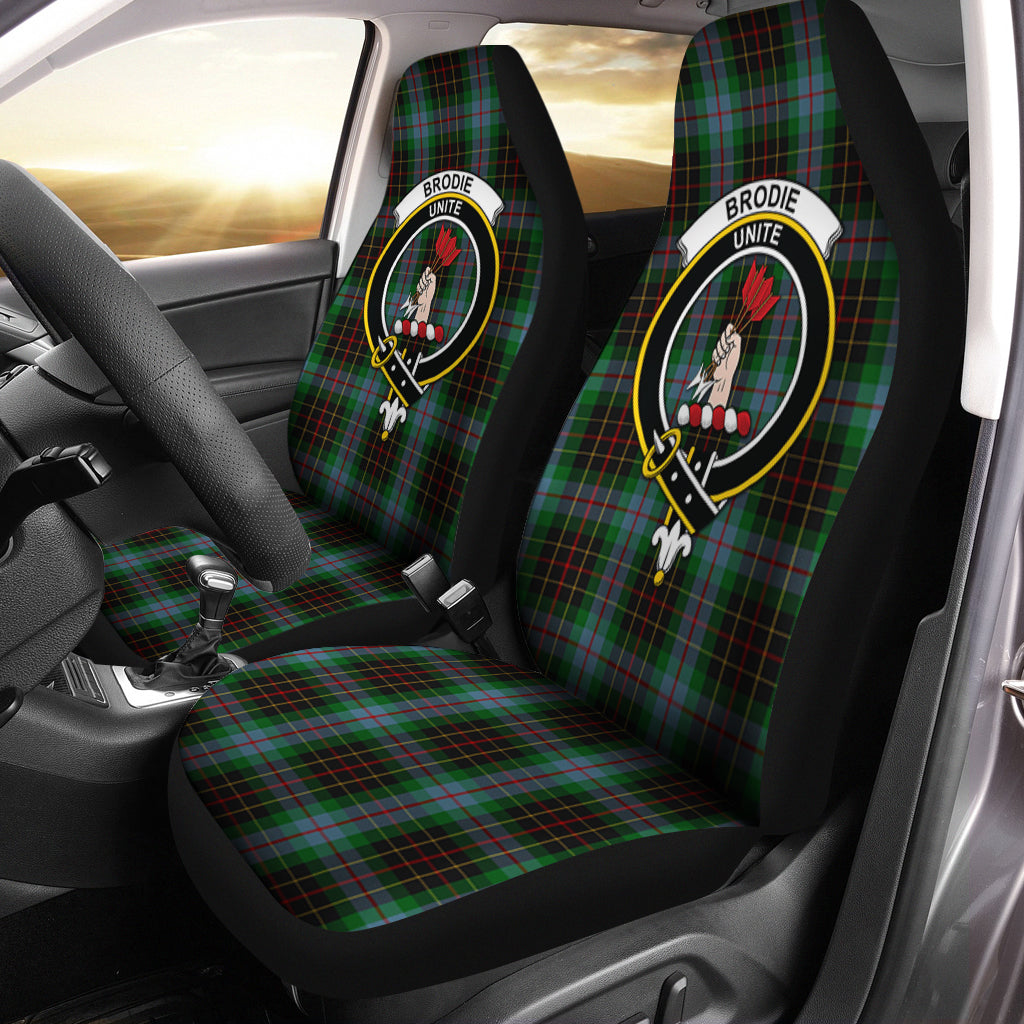 Brodie Hunting Tartan Car Seat Cover with Family Crest One Size - Tartanvibesclothing