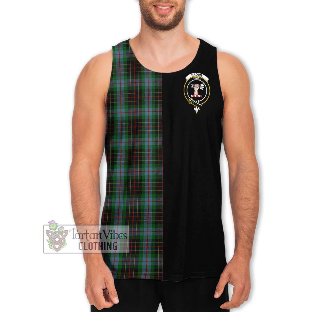 Brodie Hunting Tartan Men's Tank Top with Family Crest and Half Of Me Style Men - Tartanvibesclothing Shop