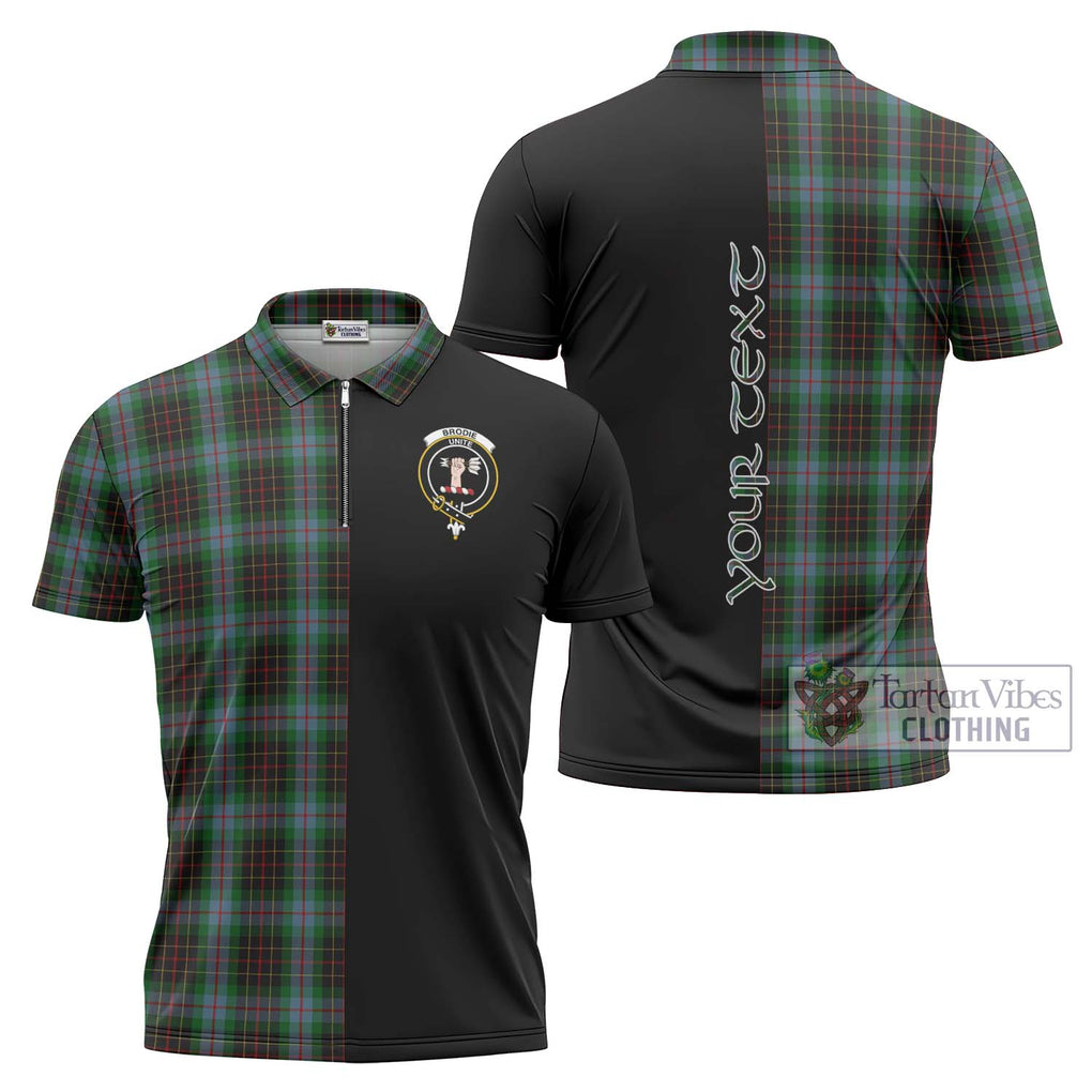 Brodie Hunting Tartan Zipper Polo Shirt with Family Crest and Half Of Me Style Unisex - Tartanvibesclothing Shop