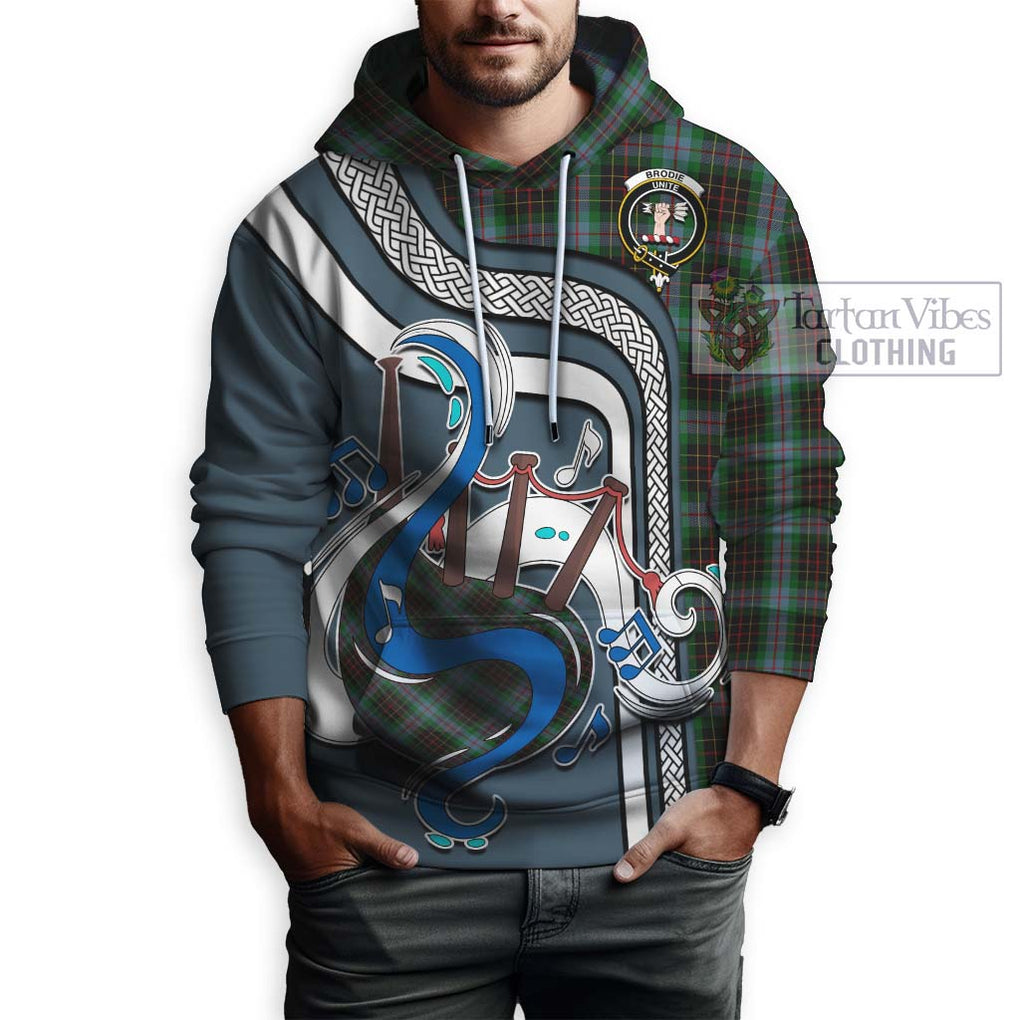 Brodie Hunting Tartan Hoodie with Epic Bagpipe Style Zip Hoodie - Tartanvibesclothing Shop