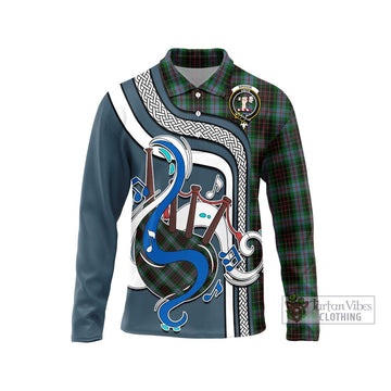 Brodie Hunting Tartan Long Sleeve Polo Shirt with Epic Bagpipe Style