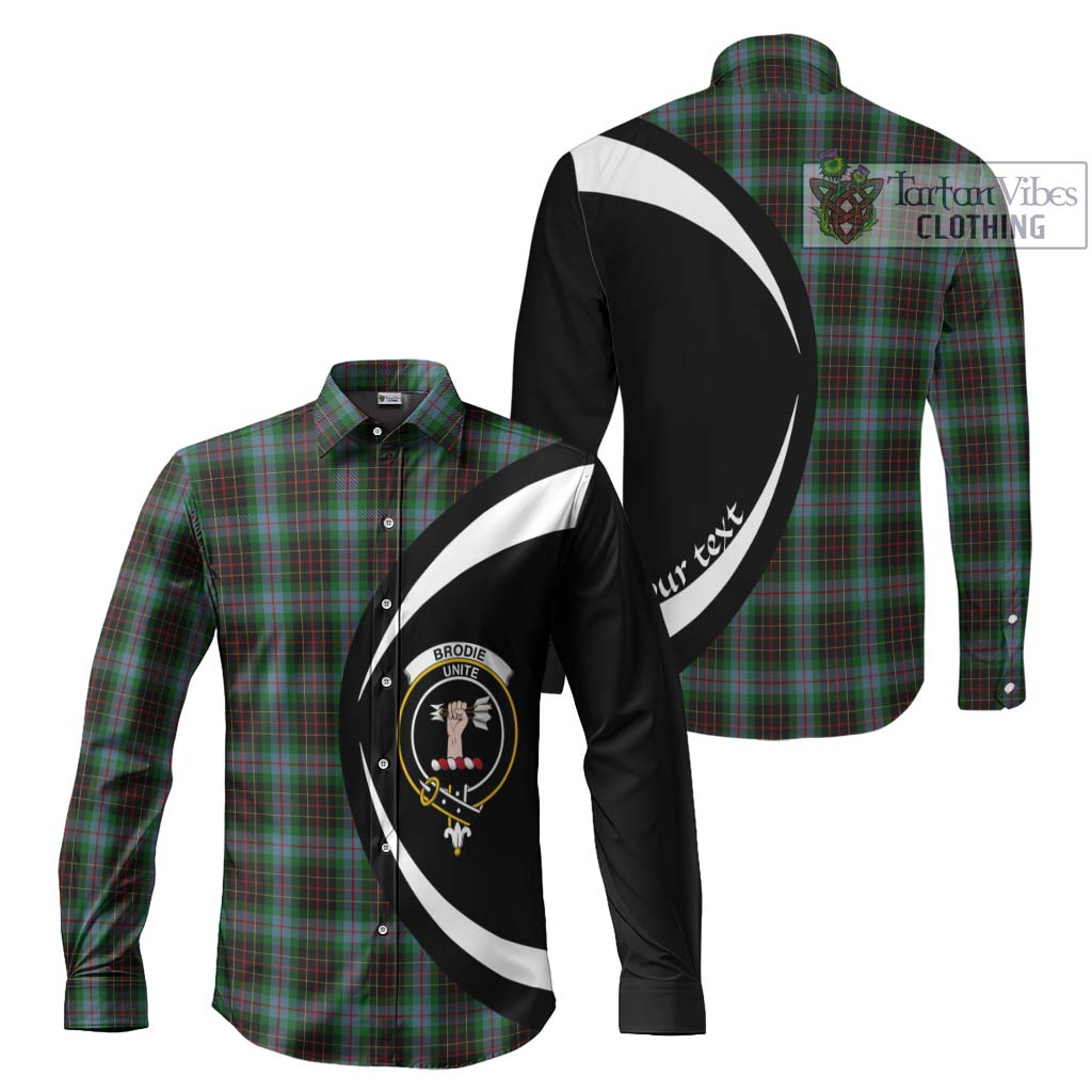 Brodie Hunting Tartan Long Sleeve Button Up with Family Crest Circle Style Men's Shirt S - Tartan Vibes Clothing