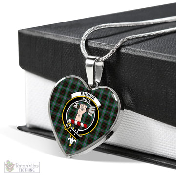 Brodie Hunting Tartan Heart Necklace with Family Crest