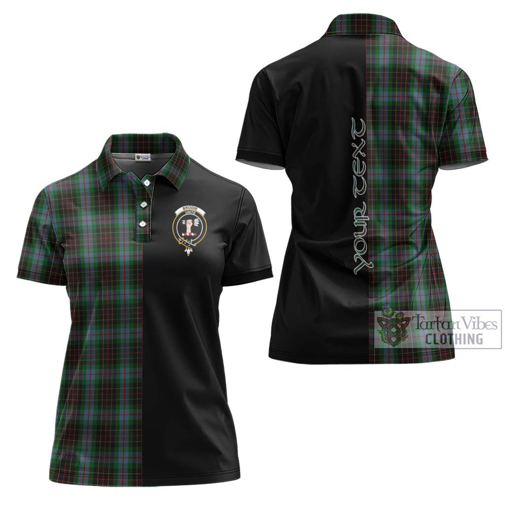 Brodie Hunting Tartan Women's Polo Shirt with Family Crest and Half Of Me Style Women - Tartanvibesclothing Shop