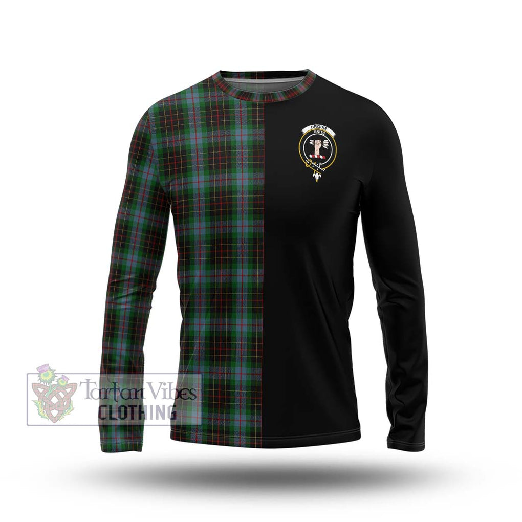 Brodie Hunting Tartan Long Sleeve T-Shirt with Family Crest and Half Of Me Style Unisex - Tartanvibesclothing Shop