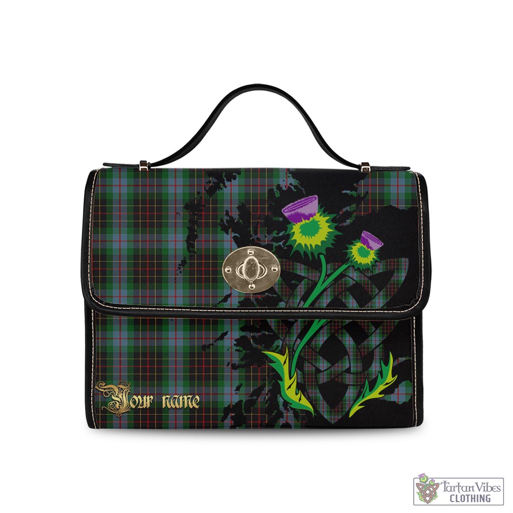 Tartan Vibes Clothing Brodie Hunting Tartan Waterproof Canvas Bag with Scotland Map and Thistle Celtic Accents