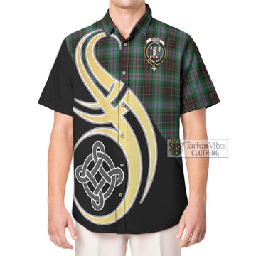 Brodie Hunting Tartan Short Sleeve Button Shirt with Family Crest and Celtic Symbol Style