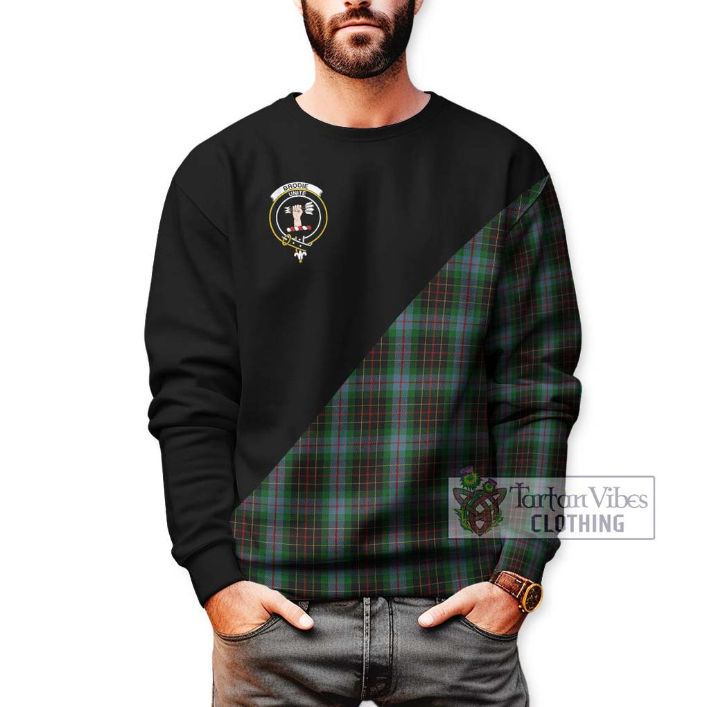 Brodie Hunting Tartan Sweatshirt with Family Crest and Military Logo Style Unisex - Tartanvibesclothing Shop