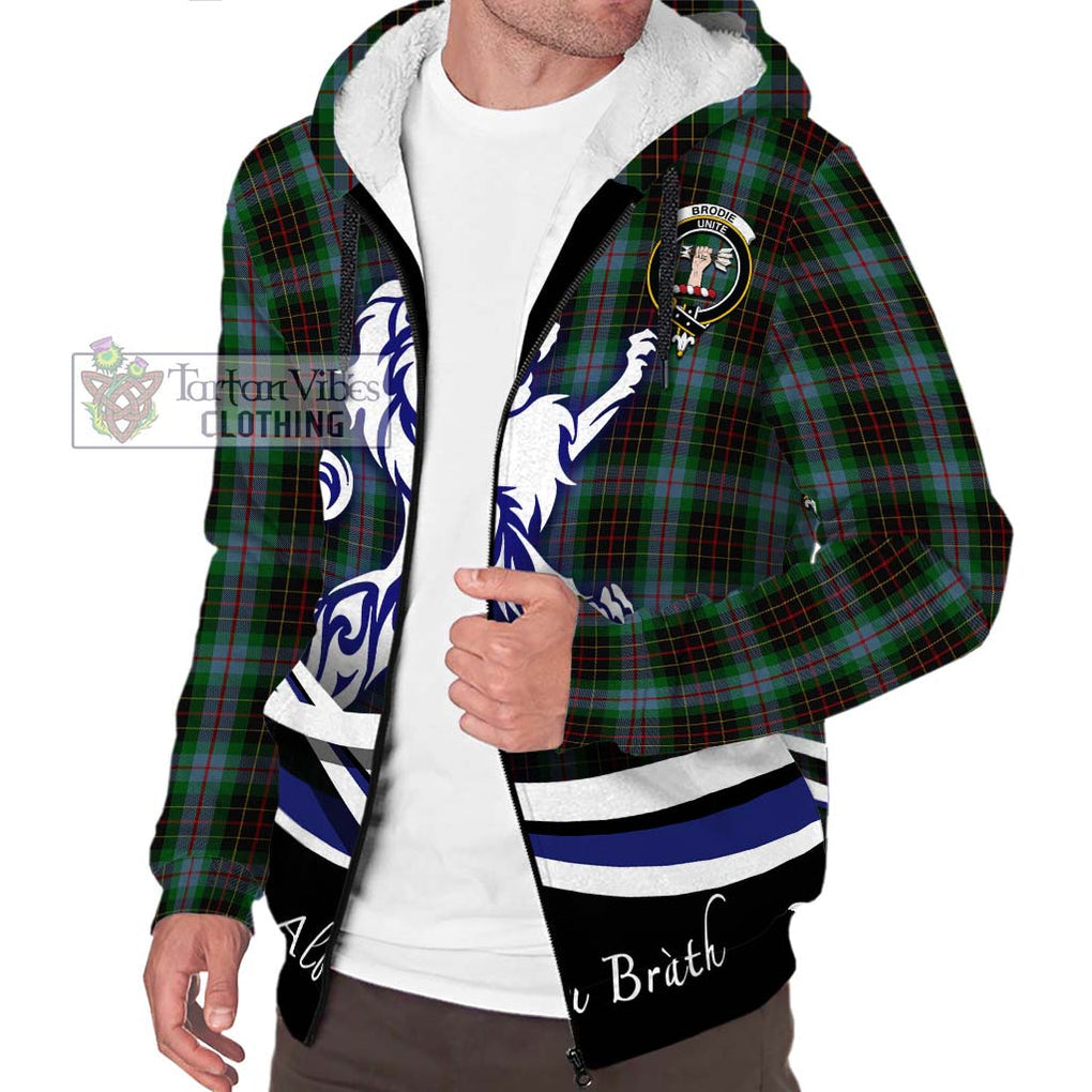 Brodie Hunting Tartan Sherpa Hoodie with Alba Gu Brath Regal Lion Emblem Unisex S - Tartanvibesclothing Shop