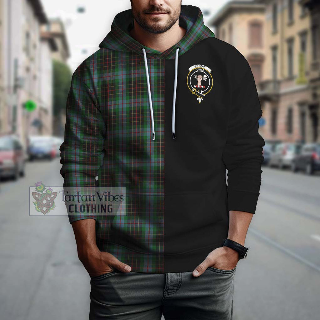 Brodie Hunting Tartan Hoodie with Family Crest and Half Of Me Style Zip Hoodie - Tartanvibesclothing Shop