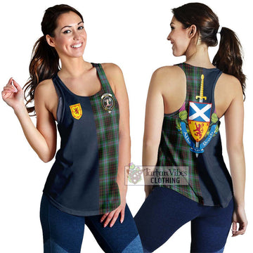 Brodie Hunting Tartan Women's Racerback Tanks Alba with Scottish Lion Royal Arm Half Style