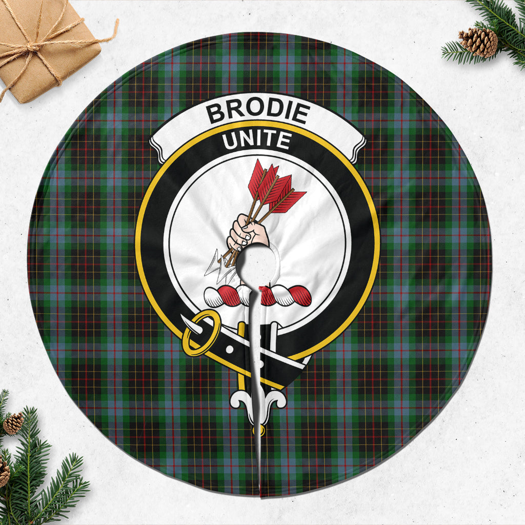 Brodie Hunting Tartan Christmas Tree Skirt with Family Crest - Tartanvibesclothing