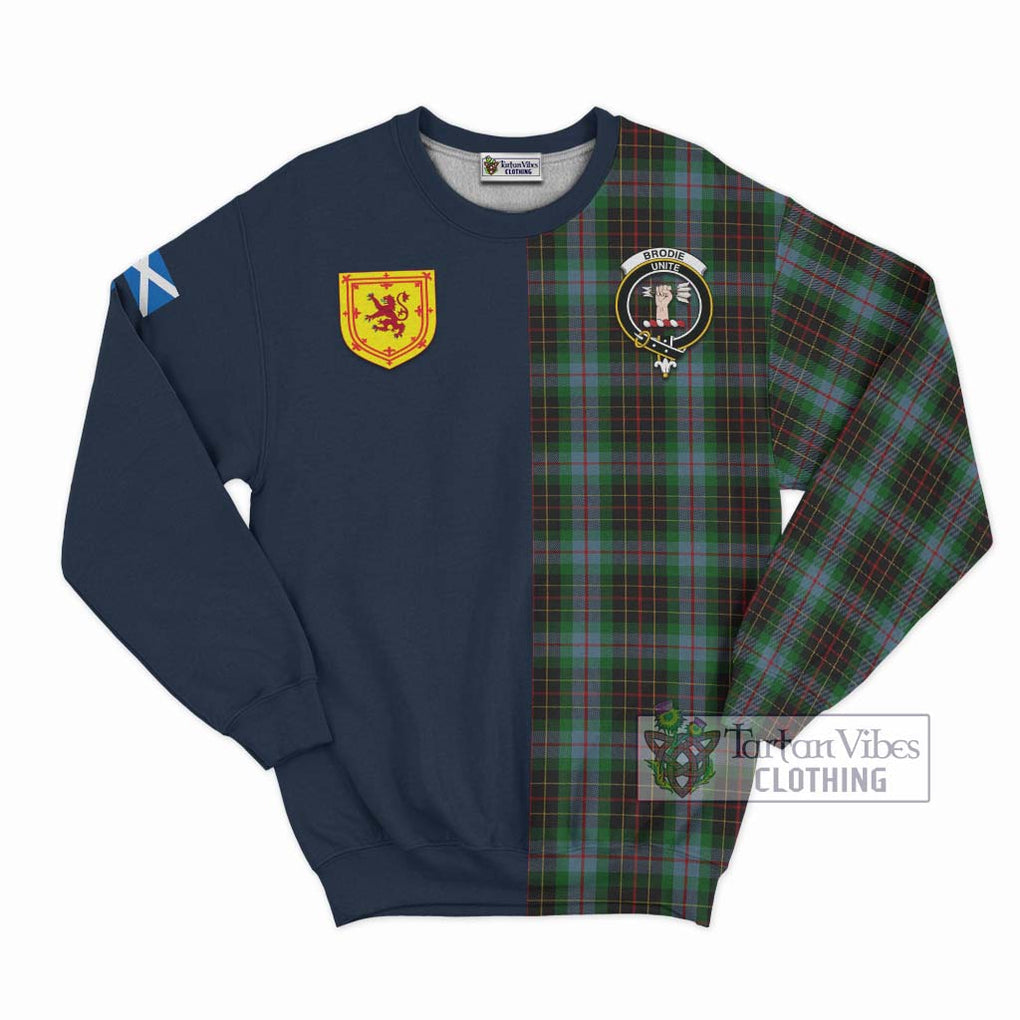 Tartan Vibes Clothing Brodie Hunting Tartan Sweatshirt with Scottish Lion Royal Arm Half Style