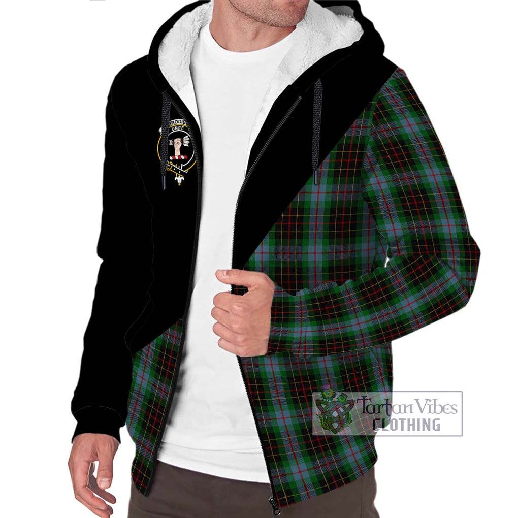 Brodie Hunting Tartan Sherpa Hoodie with Family Crest and Military Logo Style Unisex S - Tartanvibesclothing Shop