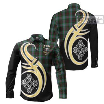 Brodie Hunting Tartan Long Sleeve Button Shirt with Family Crest and Celtic Symbol Style