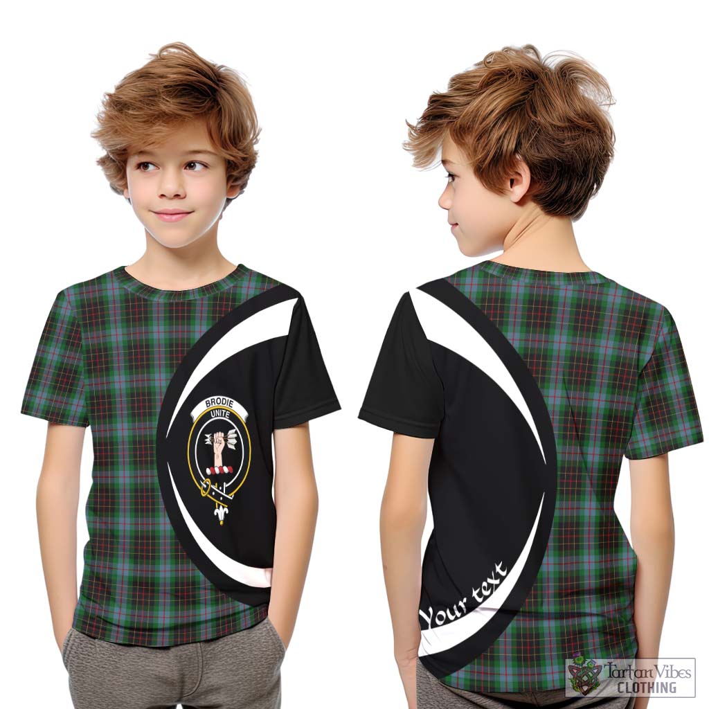 Brodie Hunting Tartan Kid T-Shirt with Family Crest Circle Style Youth XL Size14 - Tartan Vibes Clothing