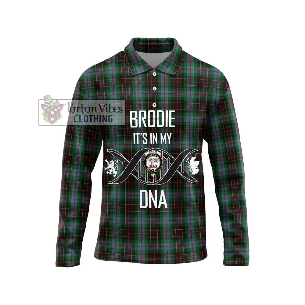 Brodie Hunting Tartan Long Sleeve Polo Shirt with Family Crest DNA In Me Style Unisex - Tartanvibesclothing Shop