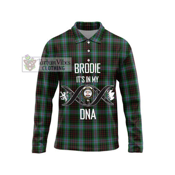 Brodie Hunting Tartan Long Sleeve Polo Shirt with Family Crest DNA In Me Style