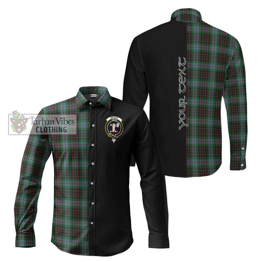 Brodie Hunting Tartan Long Sleeve Button Shirt with Family Crest and Half Of Me Style Men's Shirt S - Tartanvibesclothing Shop