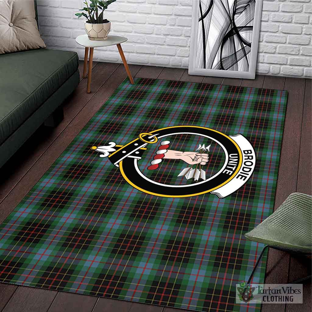 Tartan Vibes Clothing Brodie Hunting Tartan Area Rug with Family Crest