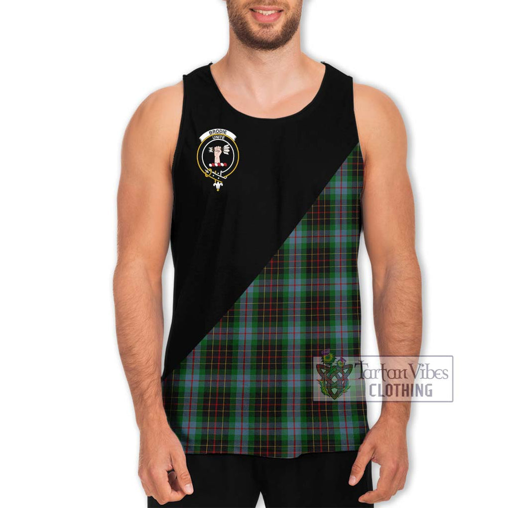 Brodie Hunting Tartan Men's Tank Top with Family Crest and Military Logo Style Men - Tartanvibesclothing Shop