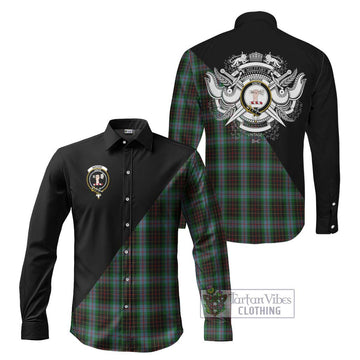 Brodie Hunting Tartan Long Sleeve Button Shirt with Family Crest and Military Logo Style