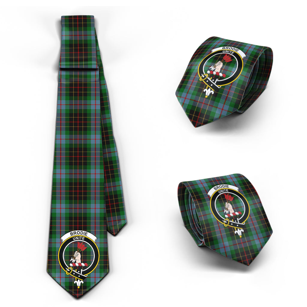 Brodie Hunting Tartan Classic Necktie with Family Crest Necktie One Size - Tartan Vibes Clothing